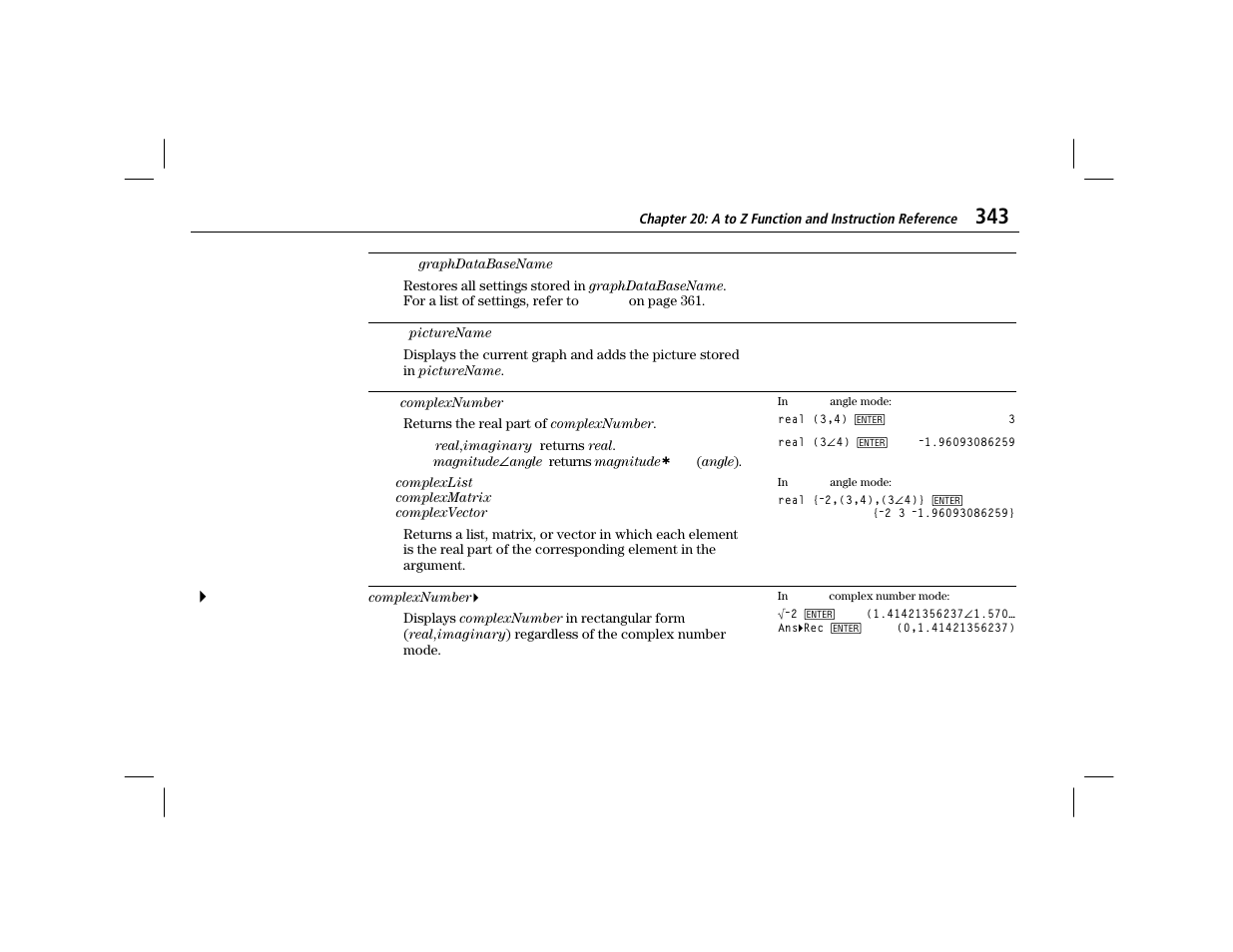 Rcgdb, Rcpic, Real | Texas Instruments TI-86 User Manual | Page 355 / 431