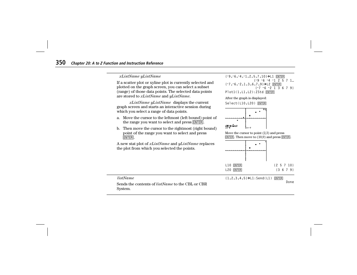 Select, Send | Texas Instruments TI-86 User Manual | Page 362 / 431