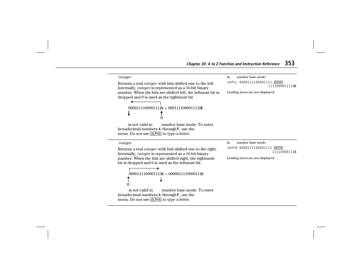 Shftl, Shftr | Texas Instruments TI-86 User Manual | Page 365 / 431