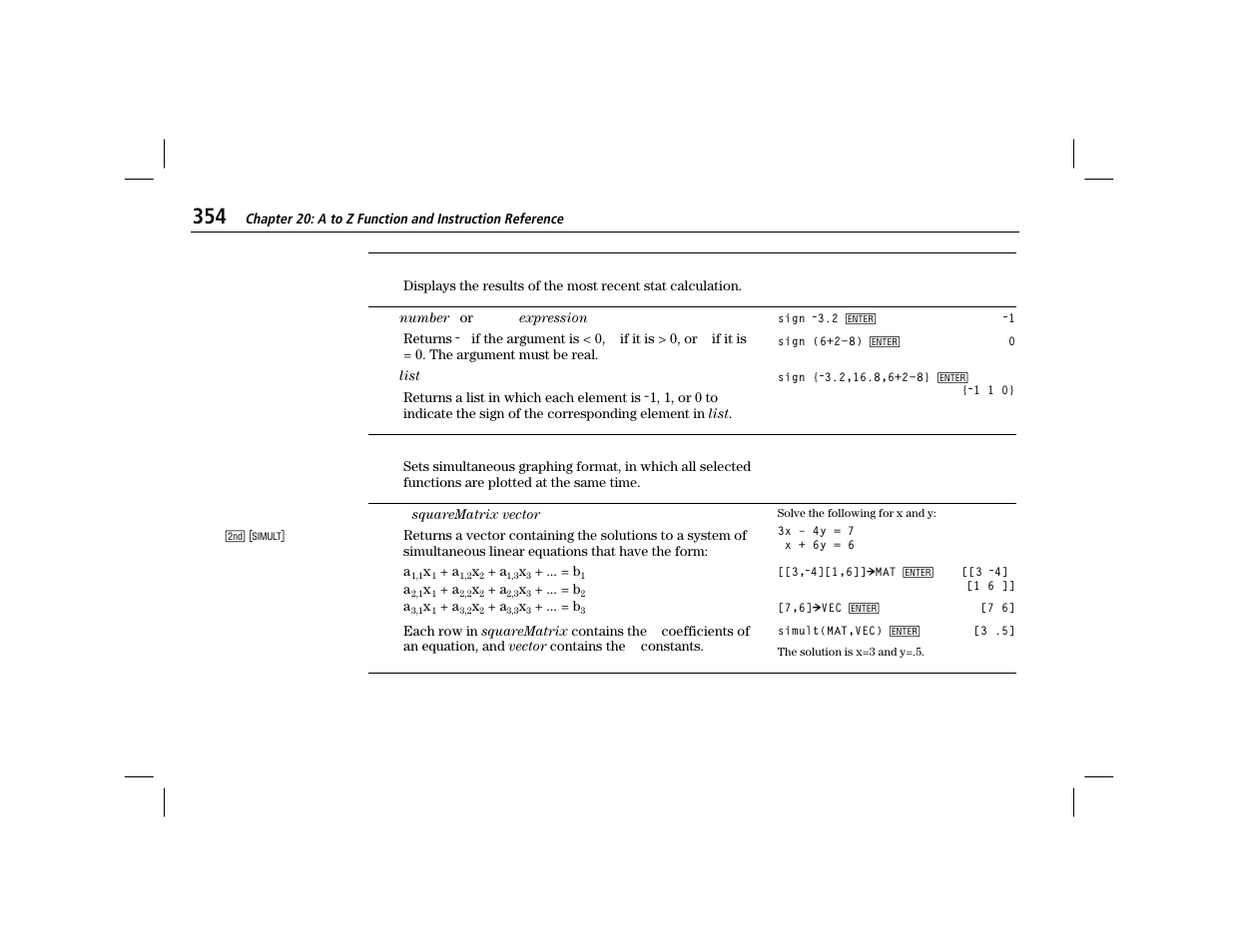 Shwst, Sign, Simulg | Simult | Texas Instruments TI-86 User Manual | Page 366 / 431