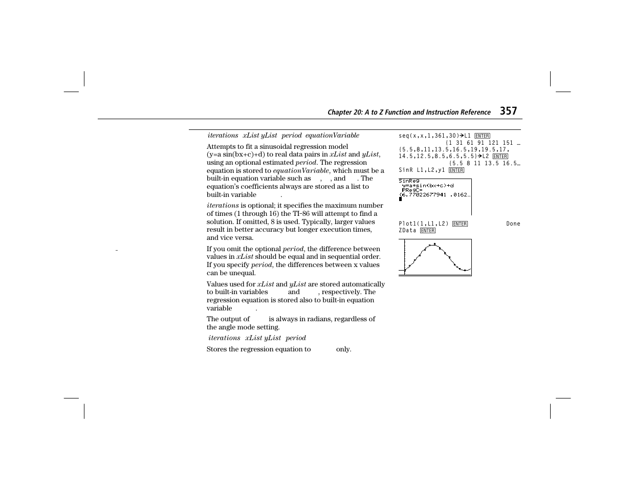 Sinr | Texas Instruments TI-86 User Manual | Page 369 / 431