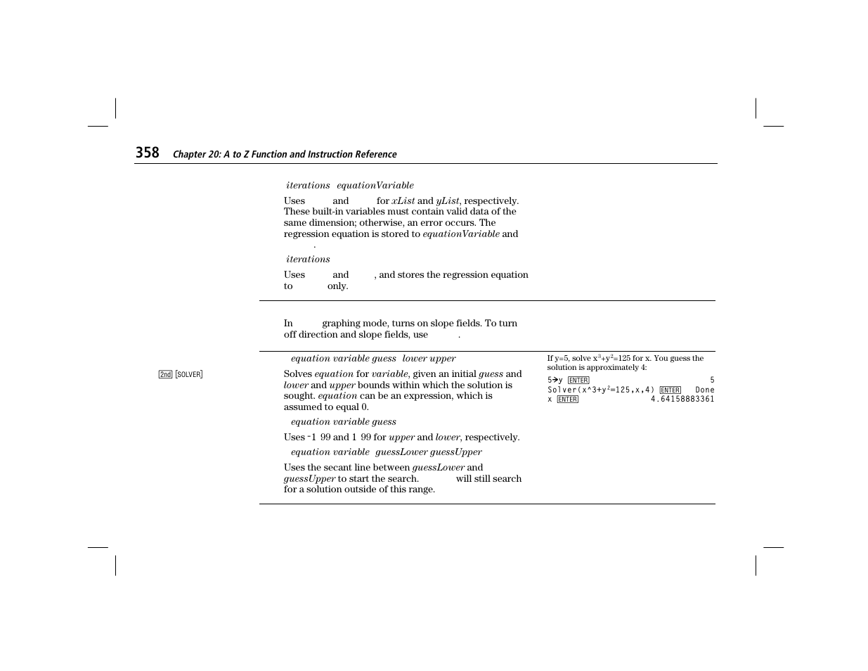 Slpfld, Solver | Texas Instruments TI-86 User Manual | Page 370 / 431