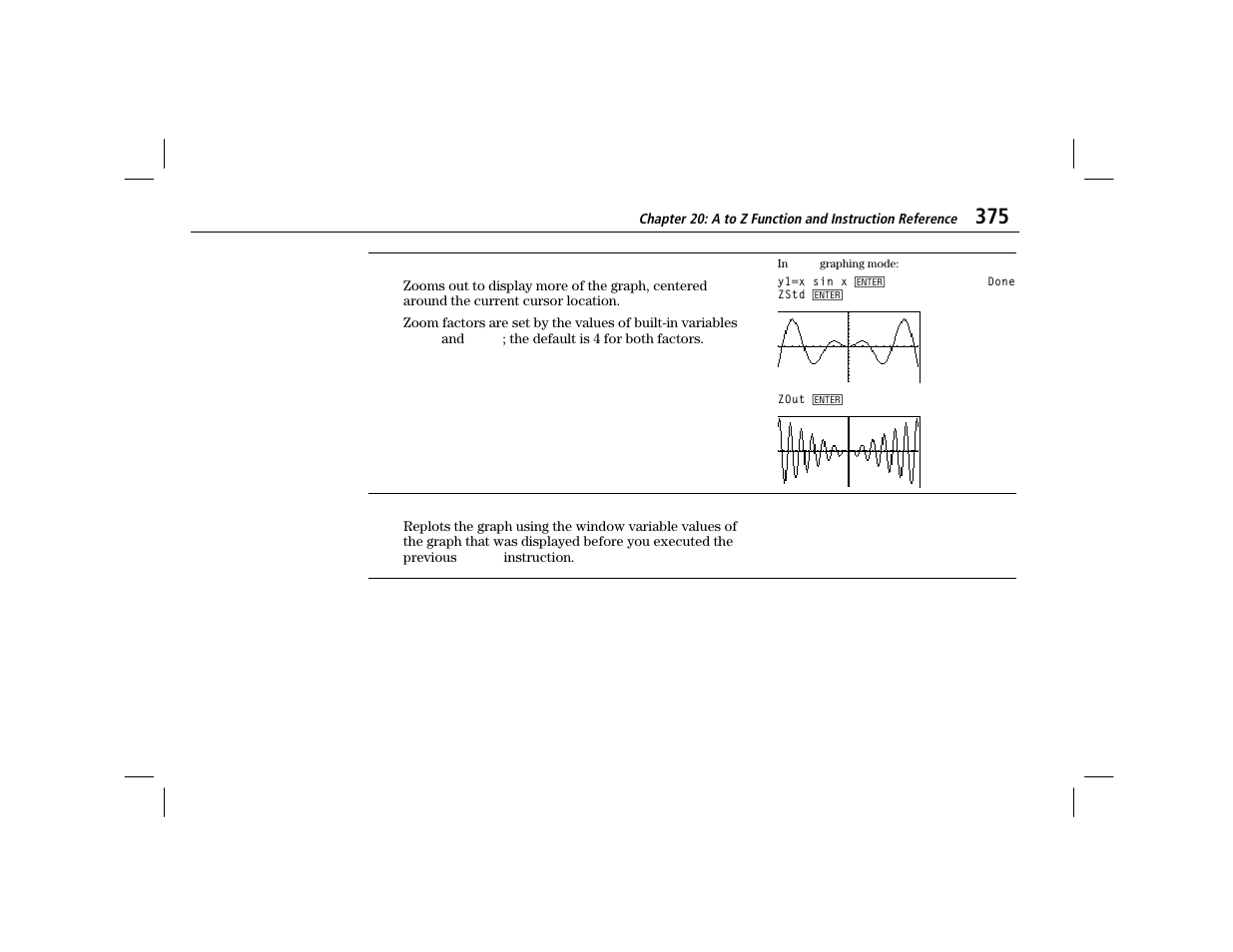 Zout, Zprev | Texas Instruments TI-86 User Manual | Page 387 / 431