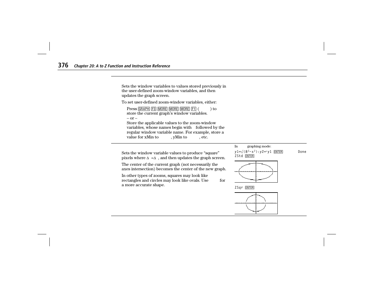 Zrcl, Zsqr | Texas Instruments TI-86 User Manual | Page 388 / 431