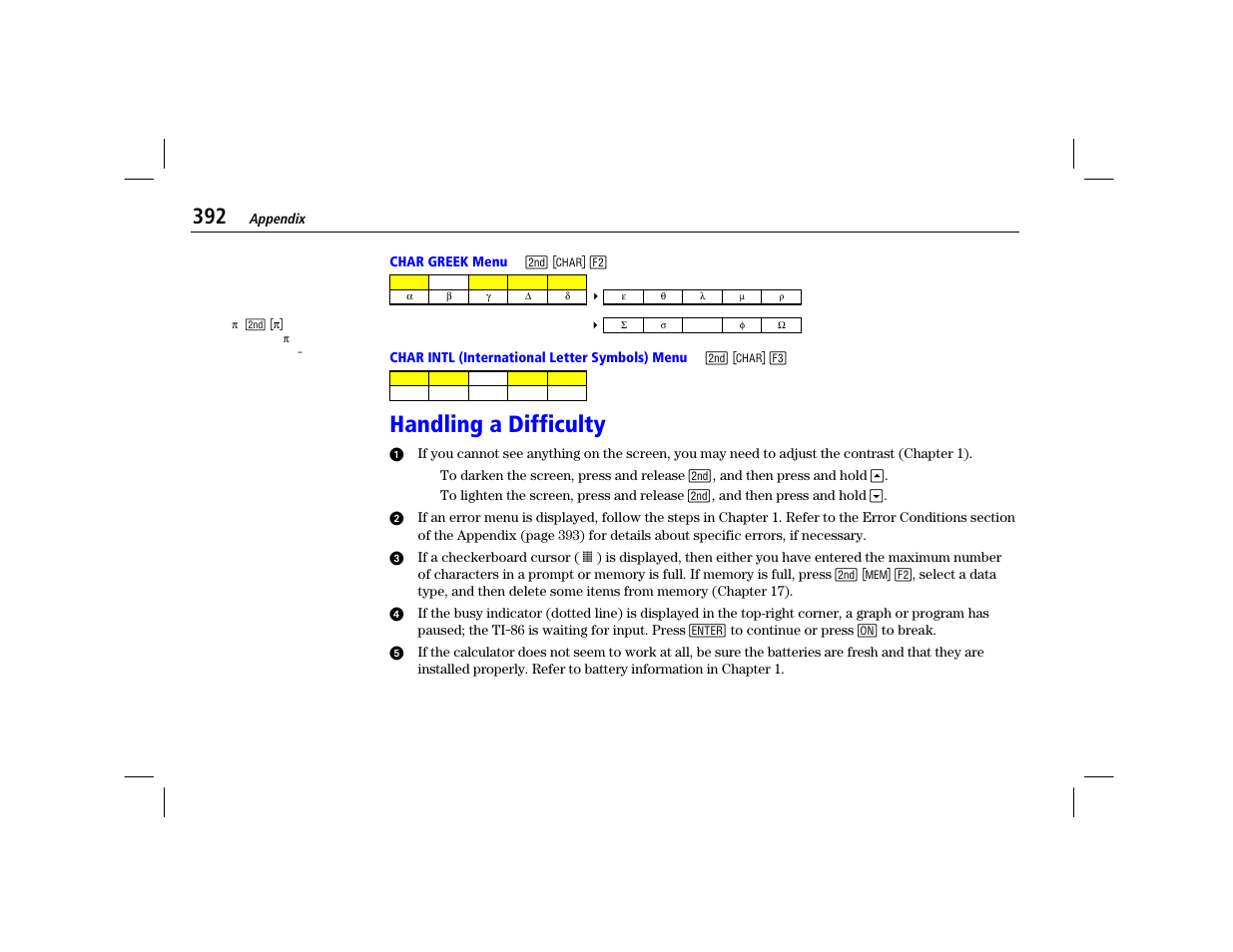 Handling a difficulty | Texas Instruments TI-86 User Manual | Page 404 / 431