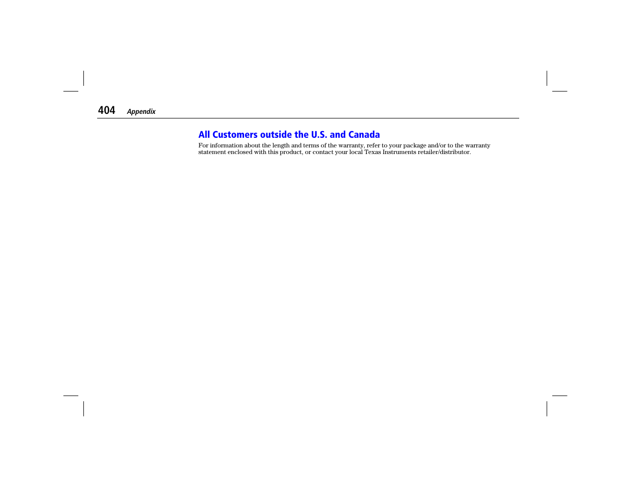 All customers outside the u.s. and canada | Texas Instruments TI-86 User Manual | Page 416 / 431