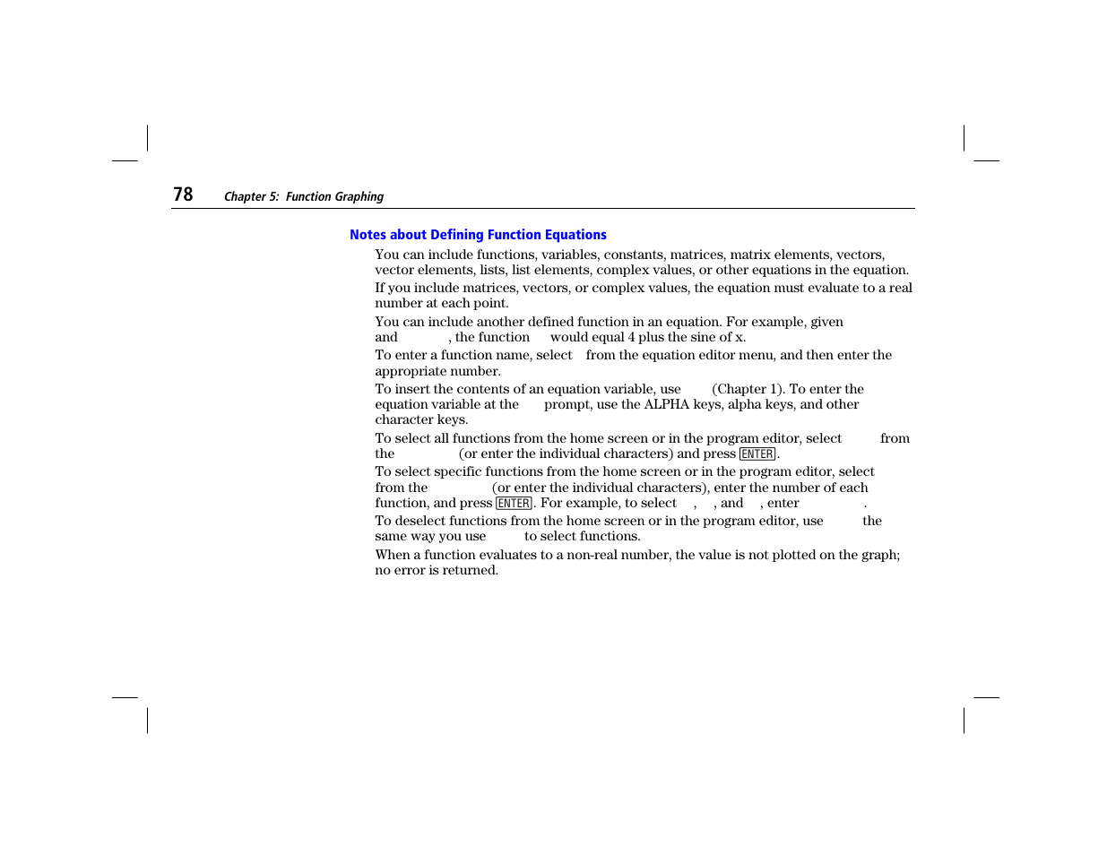 Notes about defining function equations | Texas Instruments TI-86 User Manual | Page 90 / 431
