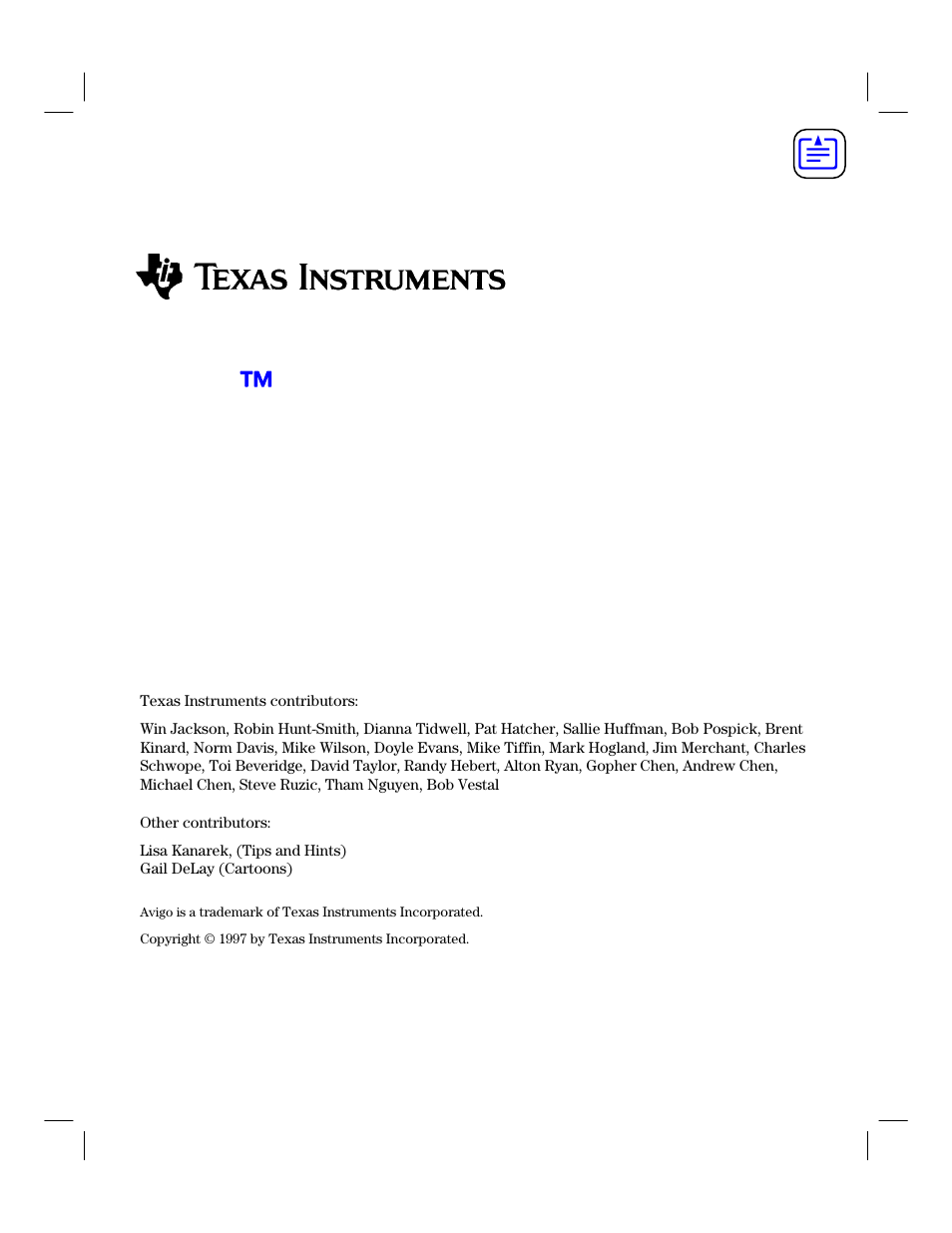 Texas Instruments Avigo User Manual | 6 pages