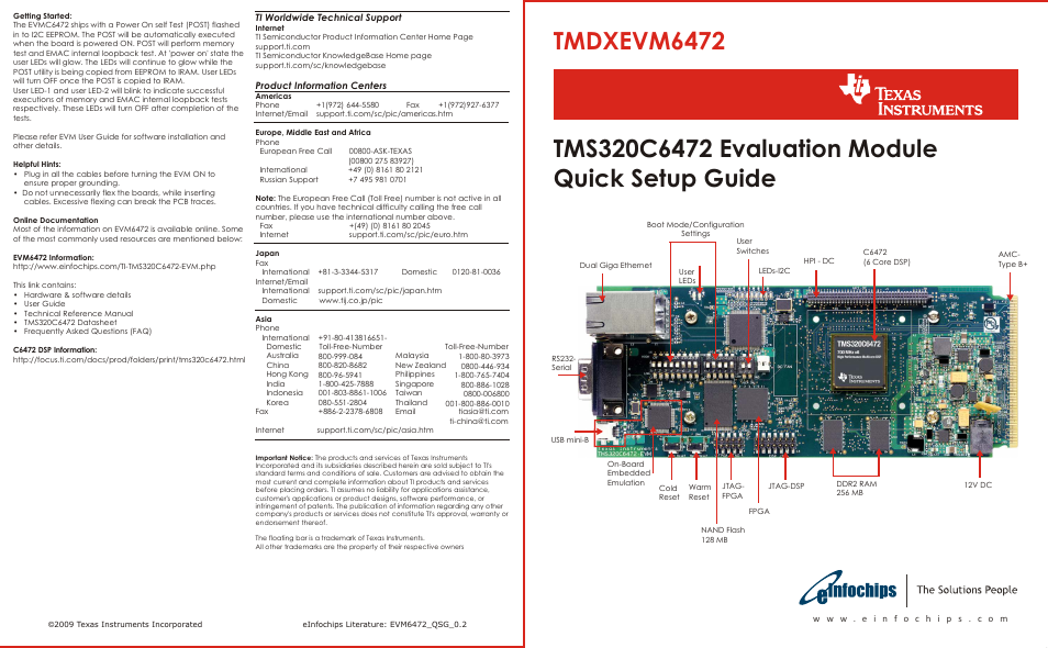 Texas Instruments TMDXEVM6472 User Manual | 2 pages