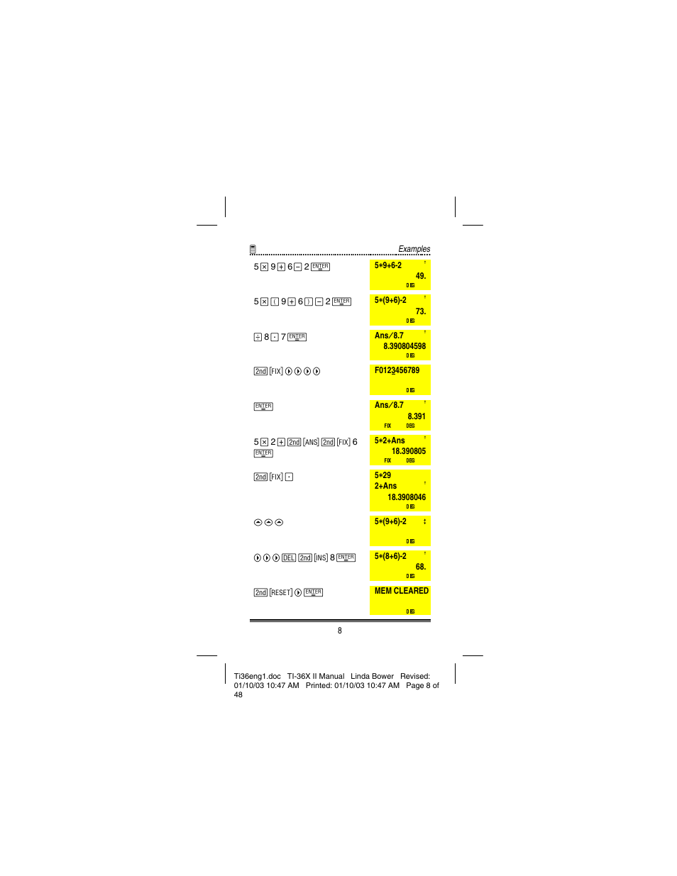 Texas Instruments solar TI-36X User Manual | Page 10 / 48