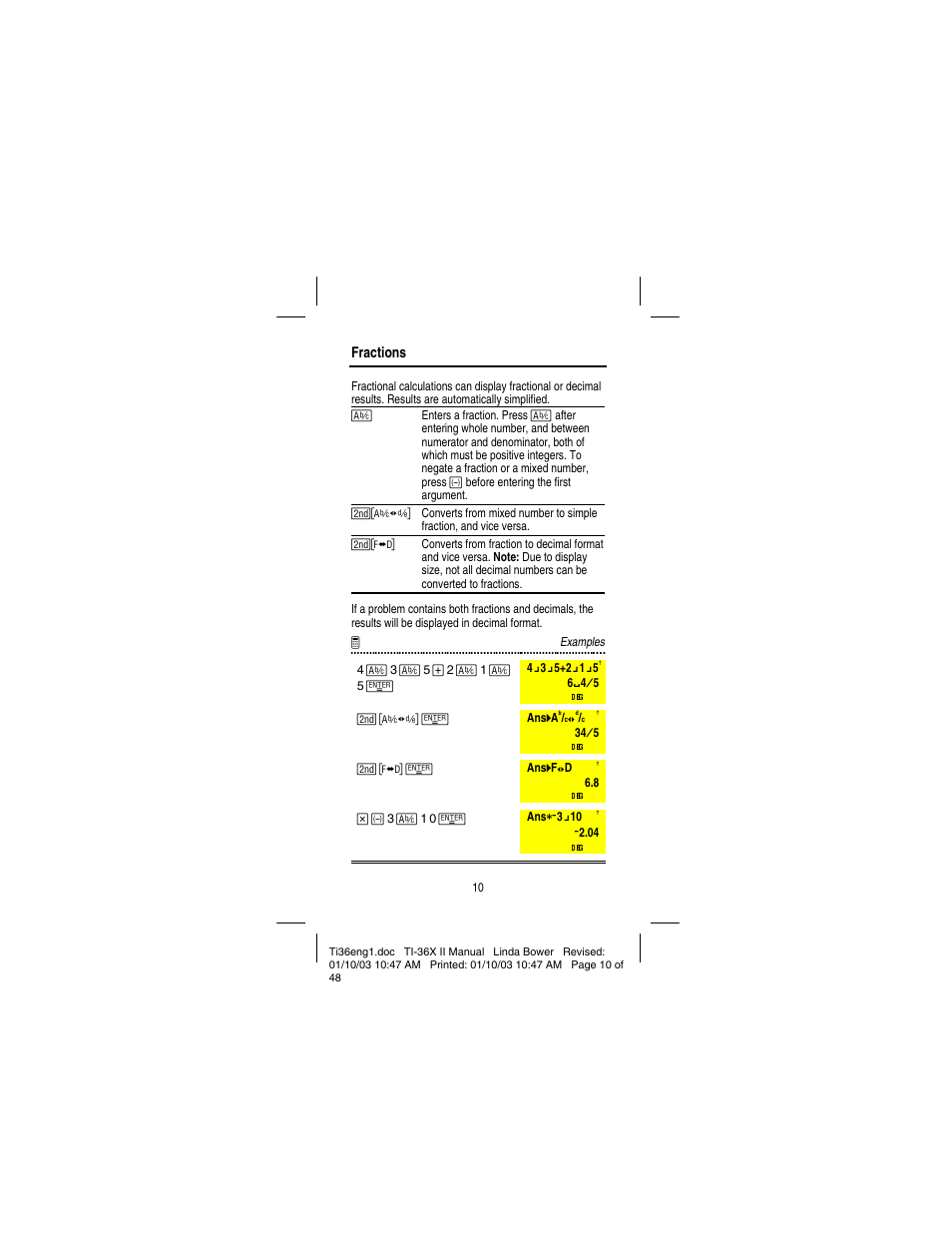 Texas Instruments solar TI-36X User Manual | Page 12 / 48