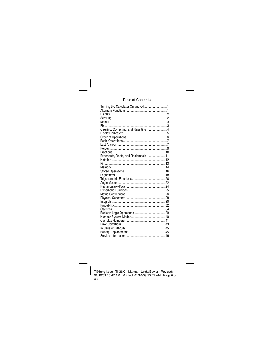 Texas Instruments solar TI-36X User Manual | Page 2 / 48