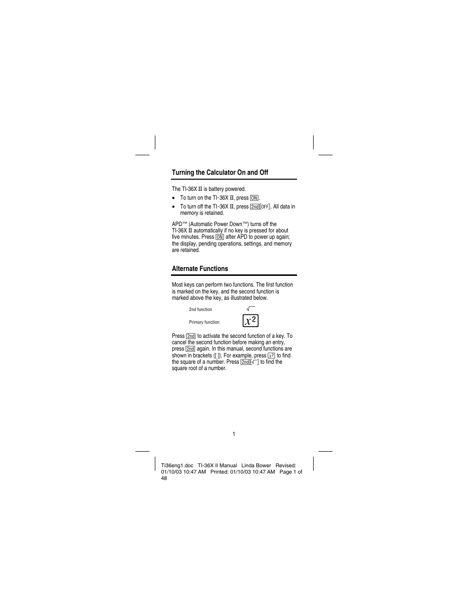 Texas Instruments solar TI-36X User Manual | Page 3 / 48