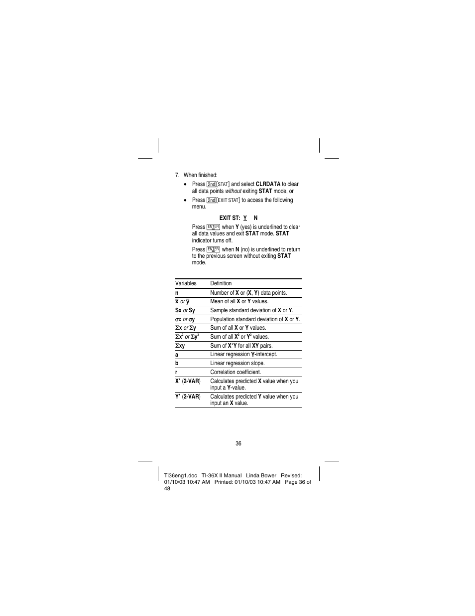 Texas Instruments solar TI-36X User Manual | Page 38 / 48