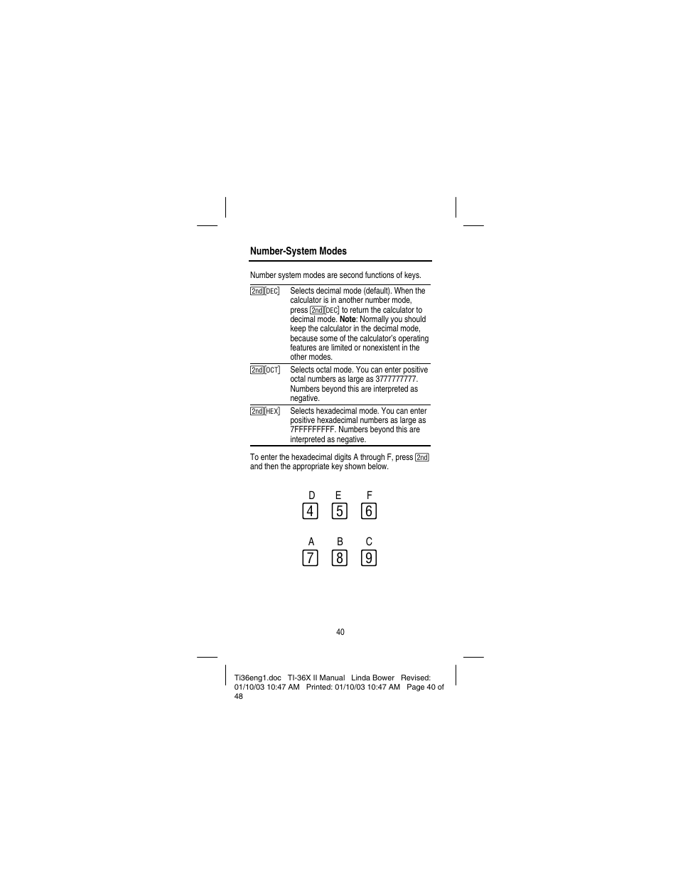 B c d, E f g | Texas Instruments solar TI-36X User Manual | Page 42 / 48