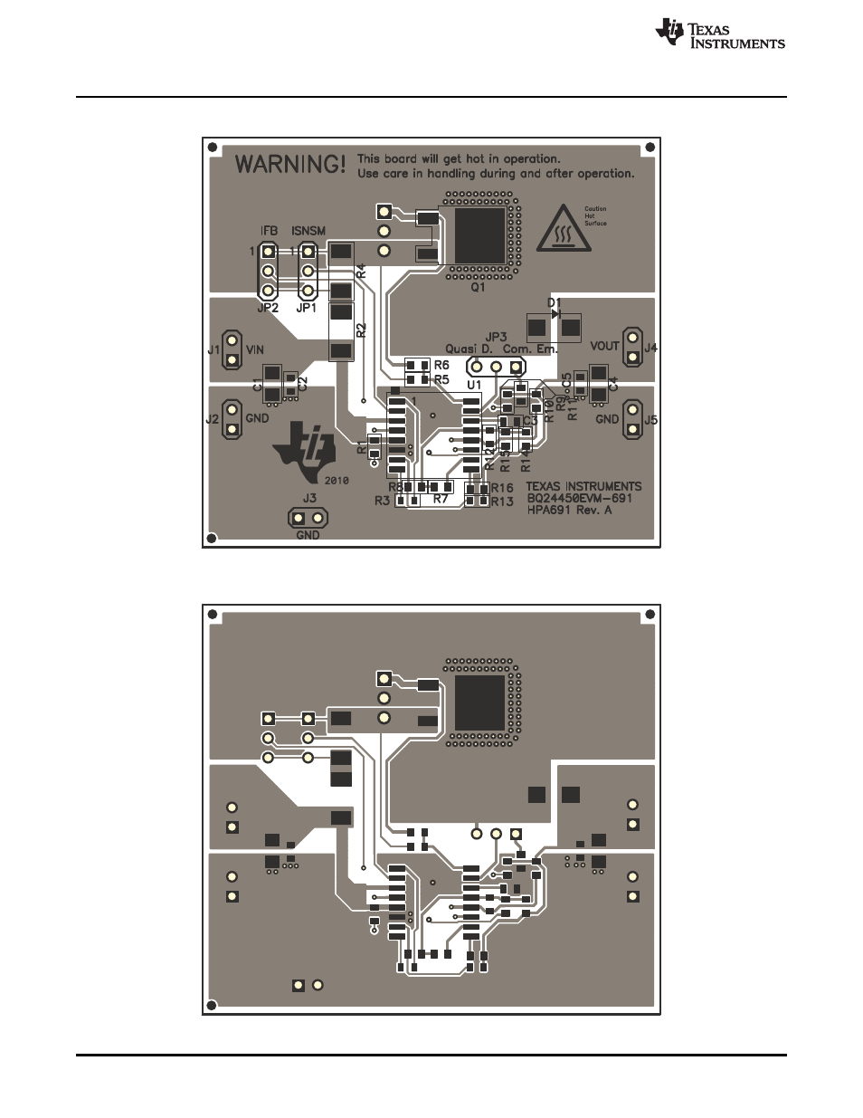 2 board layout | Texas Instruments BQ24450EVM User Manual | Page 8 / 11