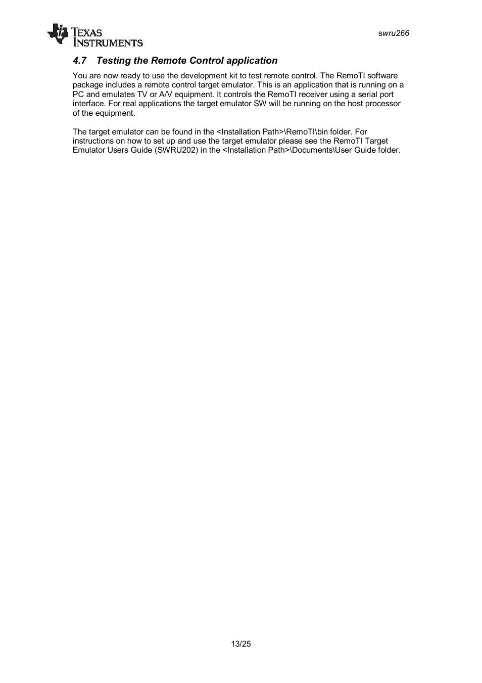 7 testing the remote control application, Esting the, Emote | Ontrol application | Texas Instruments CC2533 User Manual | Page 13 / 26