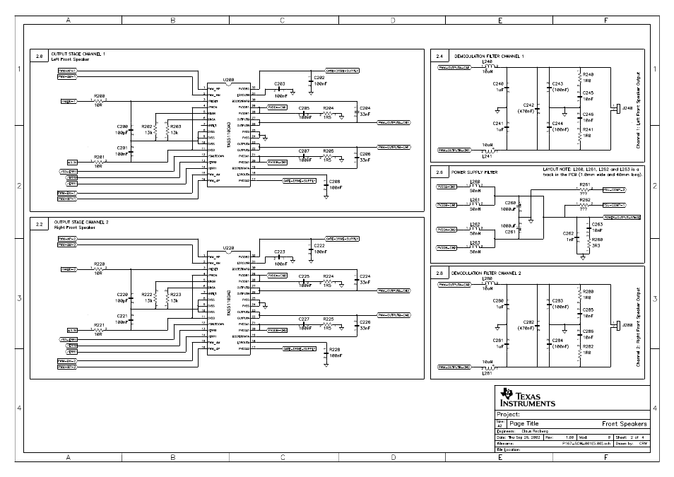 Front speakers | Texas Instruments TAS5110D6REF User Manual | Page 29 / 45