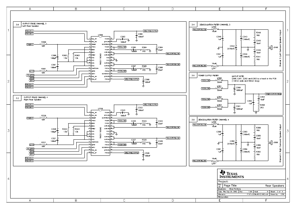 Rear speakers | Texas Instruments TAS5110D6REF User Manual | Page 30 / 45