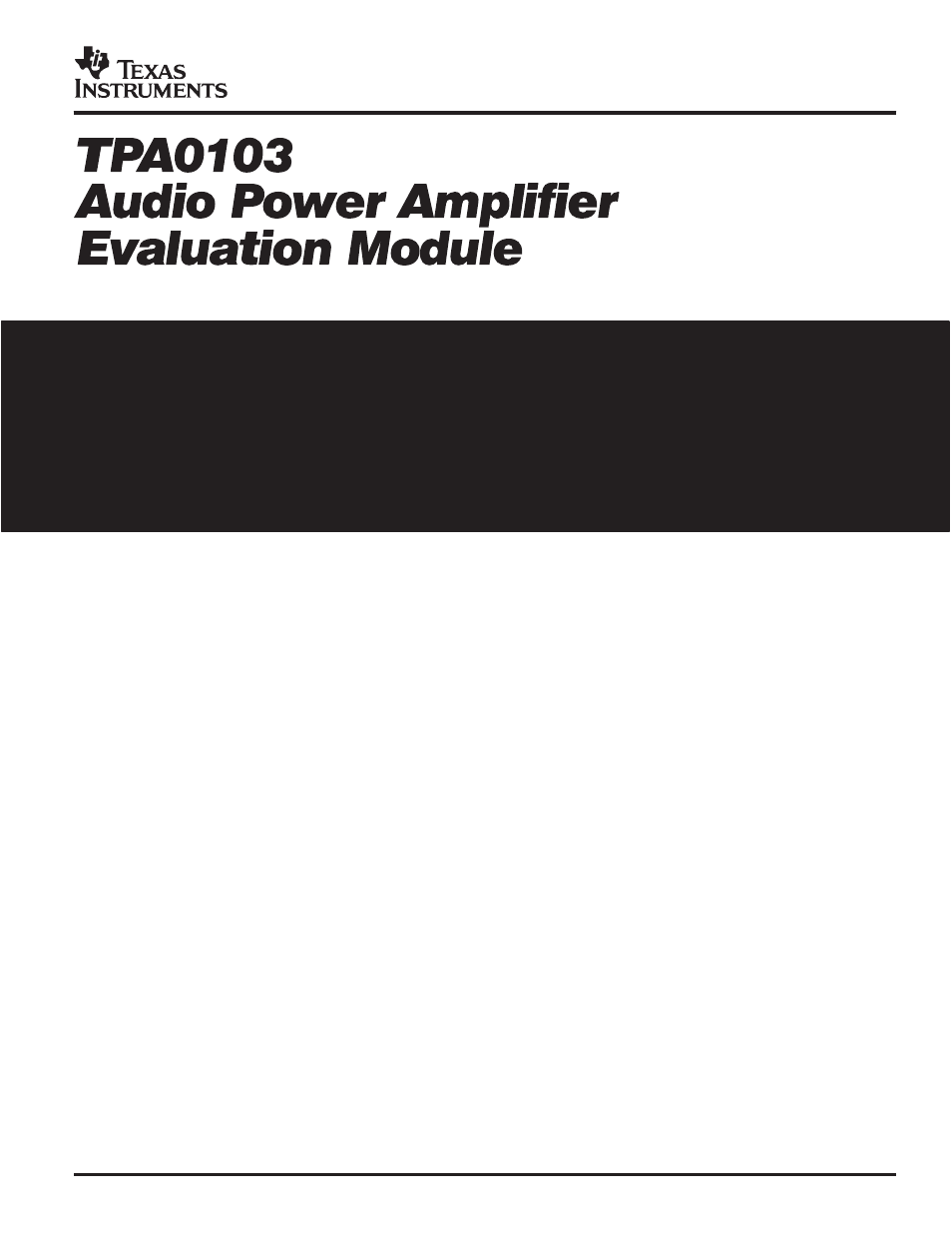 Texas Instruments MIXED SIGNAL PRODUCTS TPA0103 User Manual | 32 pages