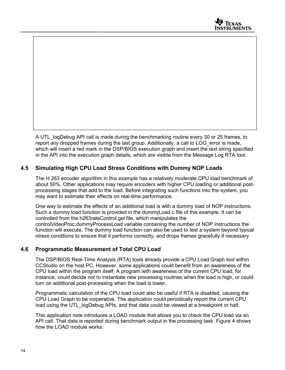 Programmatic measurement of total cpu load | Texas Instruments SPRAA56 User Manual | Page 14 / 29