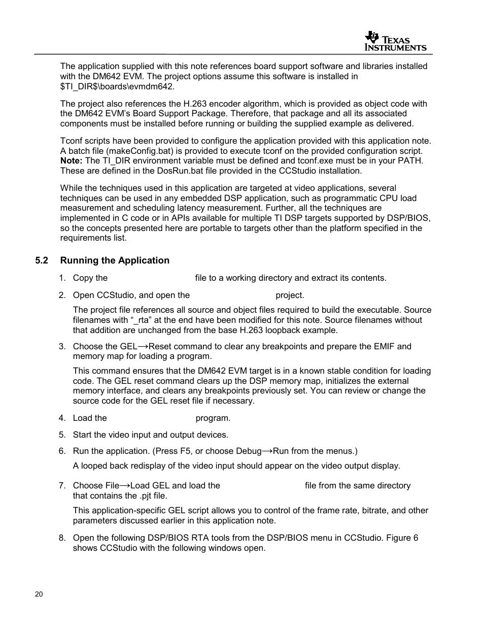 Running the application | Texas Instruments SPRAA56 User Manual | Page 20 / 29