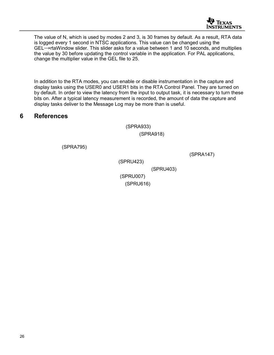 Capture and display task benchmarking, References, 6 references | Texas Instruments SPRAA56 User Manual | Page 26 / 29