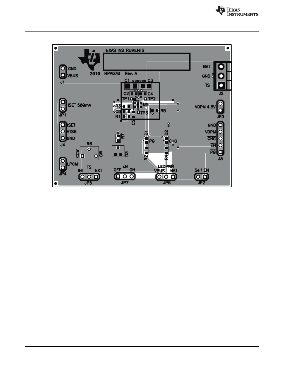 2 board layout | Texas Instruments SLUU477 User Manual | Page 8 / 13