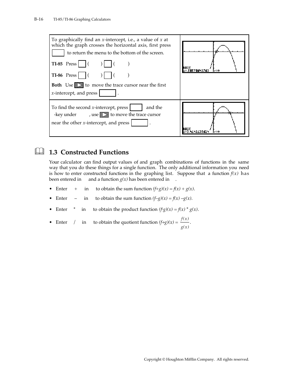 3 constructed functions | Texas Instruments TI-85 User Manual | Page 16 / 29