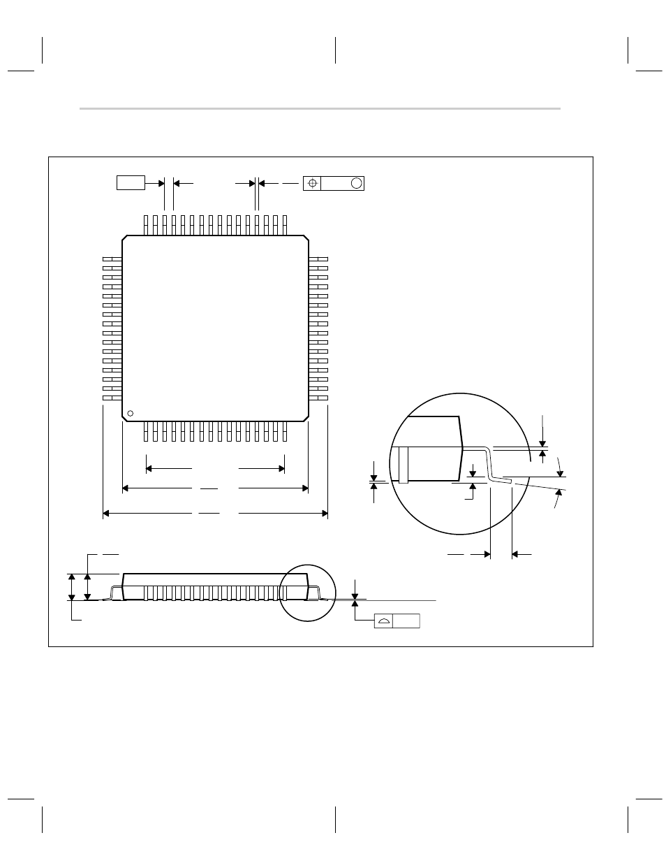 Figure 7–2. 64-pin qfp mechanical information | Texas Instruments MSP50C6xx User Manual | Page 374 / 390