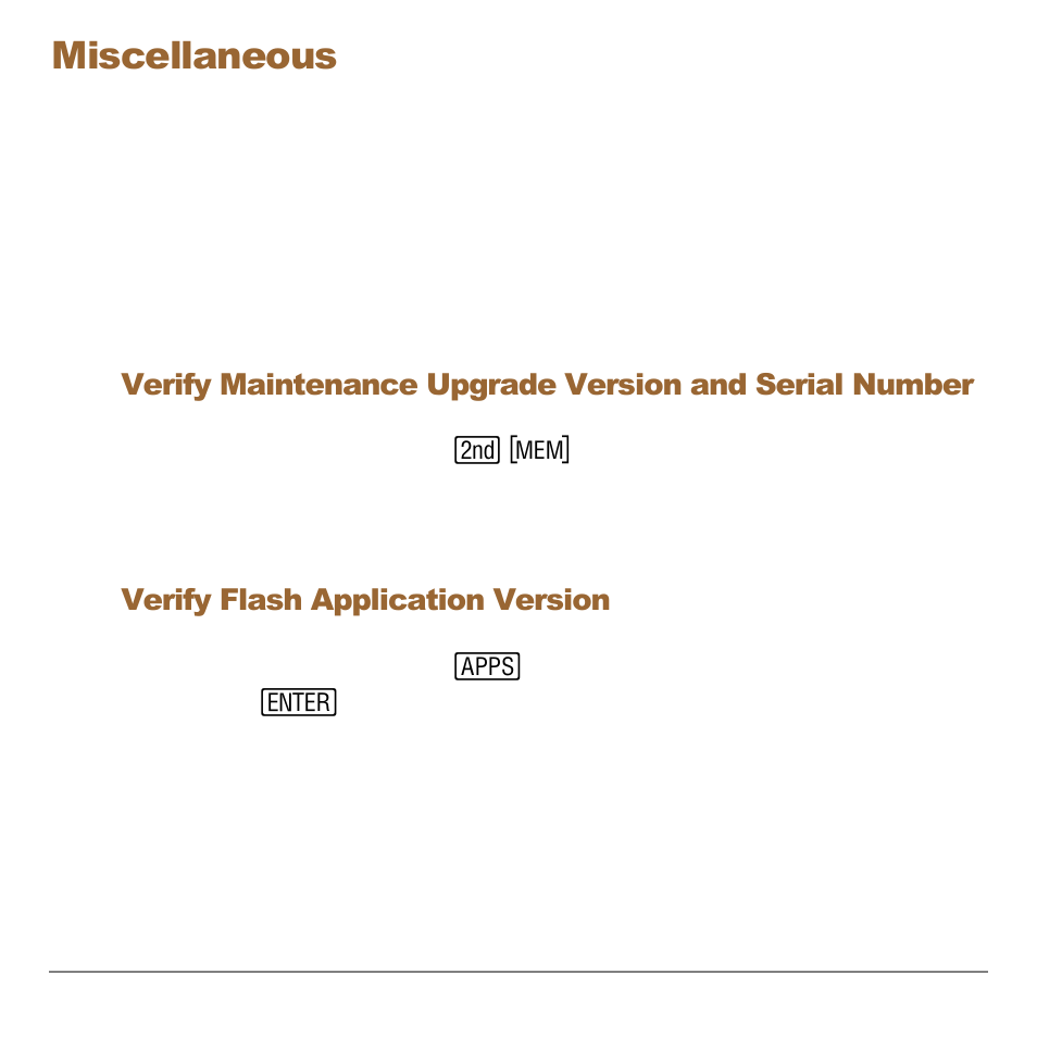 Miscellaneous, Verify flash application version | Texas Instruments Organizer for the TI-83 Plus User Manual | Page 39 / 44