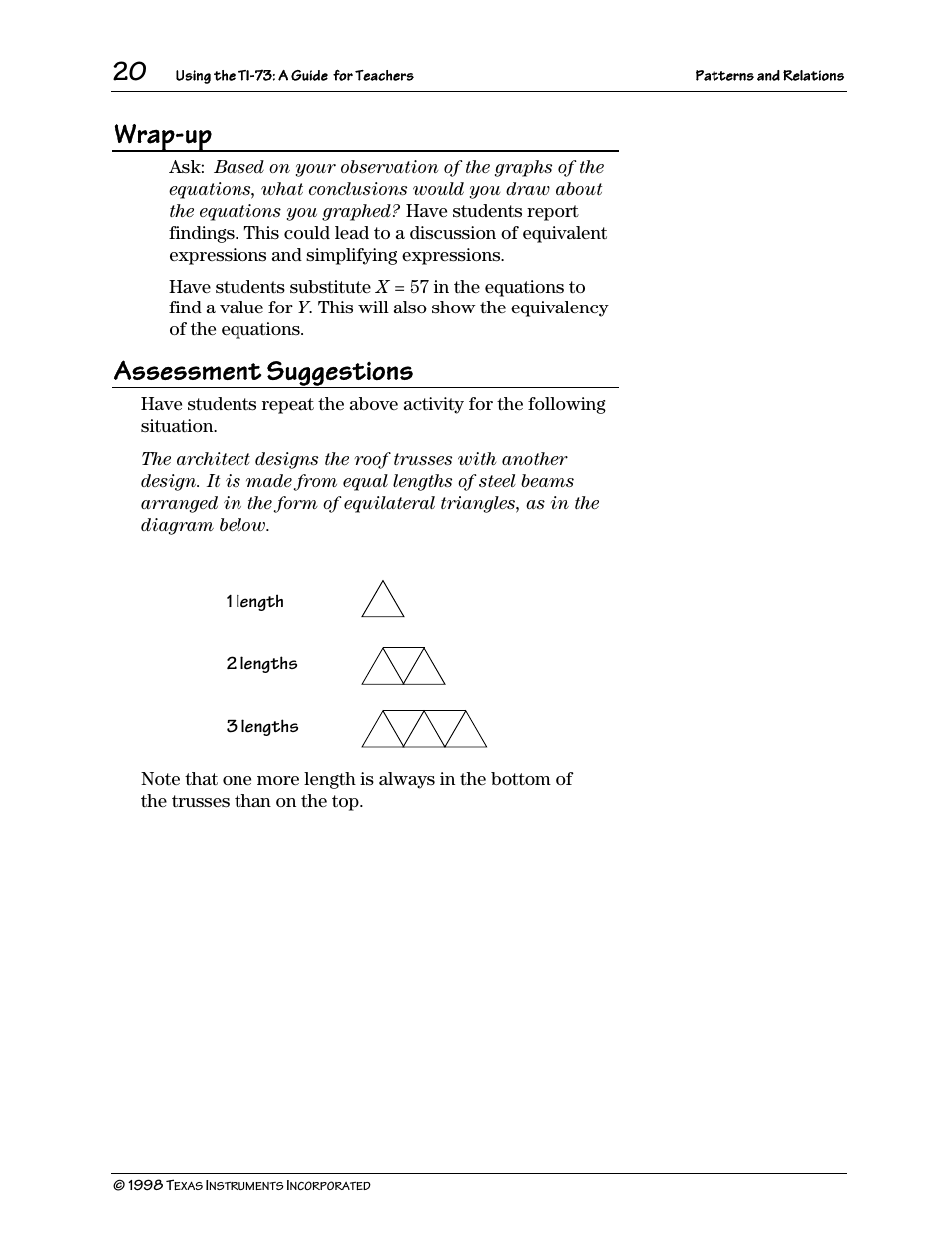 Wrap-up, Assessment suggestions | Texas Instruments TI-73 User Manual | Page 25 / 86