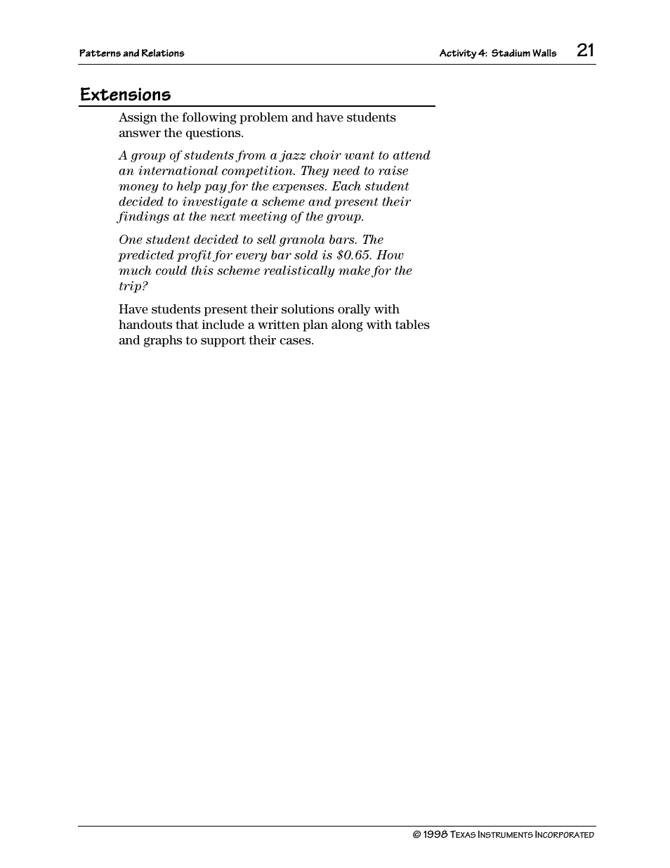 Extensions | Texas Instruments TI-73 User Manual | Page 26 / 86