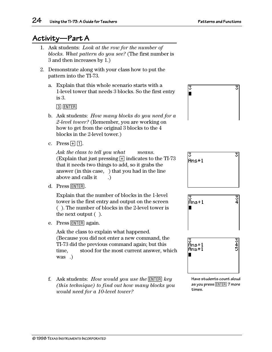 Activity, Part a | Texas Instruments TI-73 User Manual | Page 29 / 86