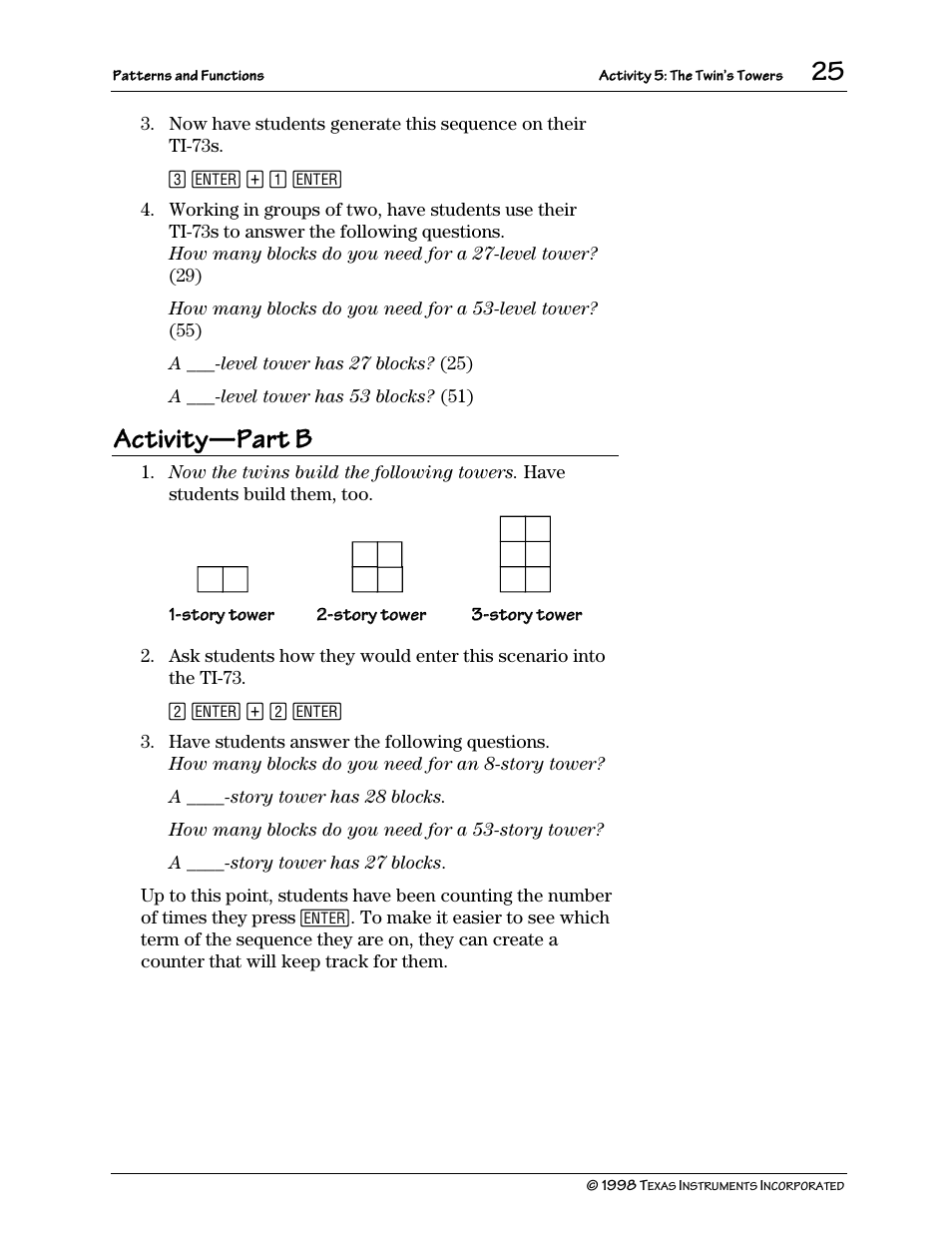 Activity, Part b | Texas Instruments TI-73 User Manual | Page 30 / 86