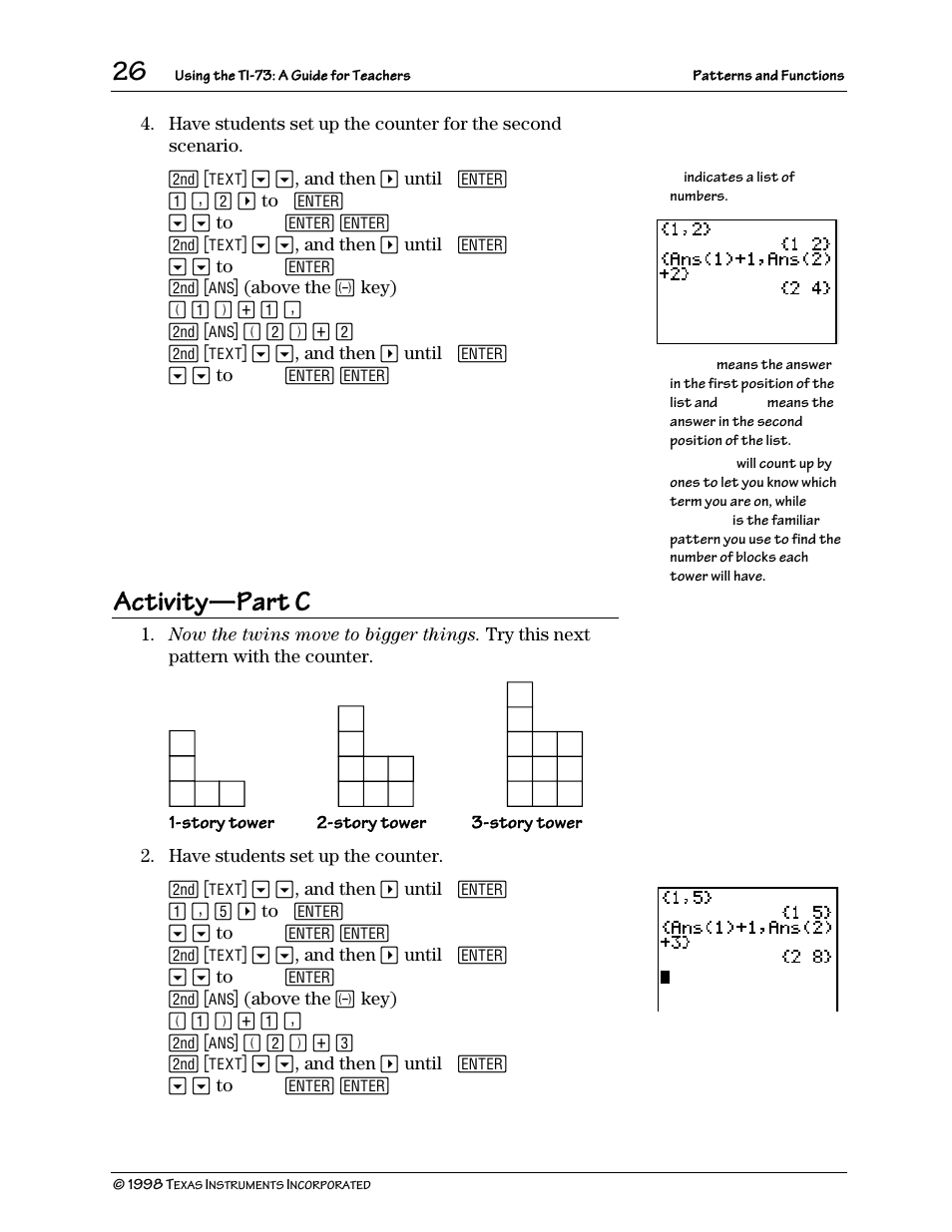 Activity, Part c | Texas Instruments TI-73 User Manual | Page 31 / 86