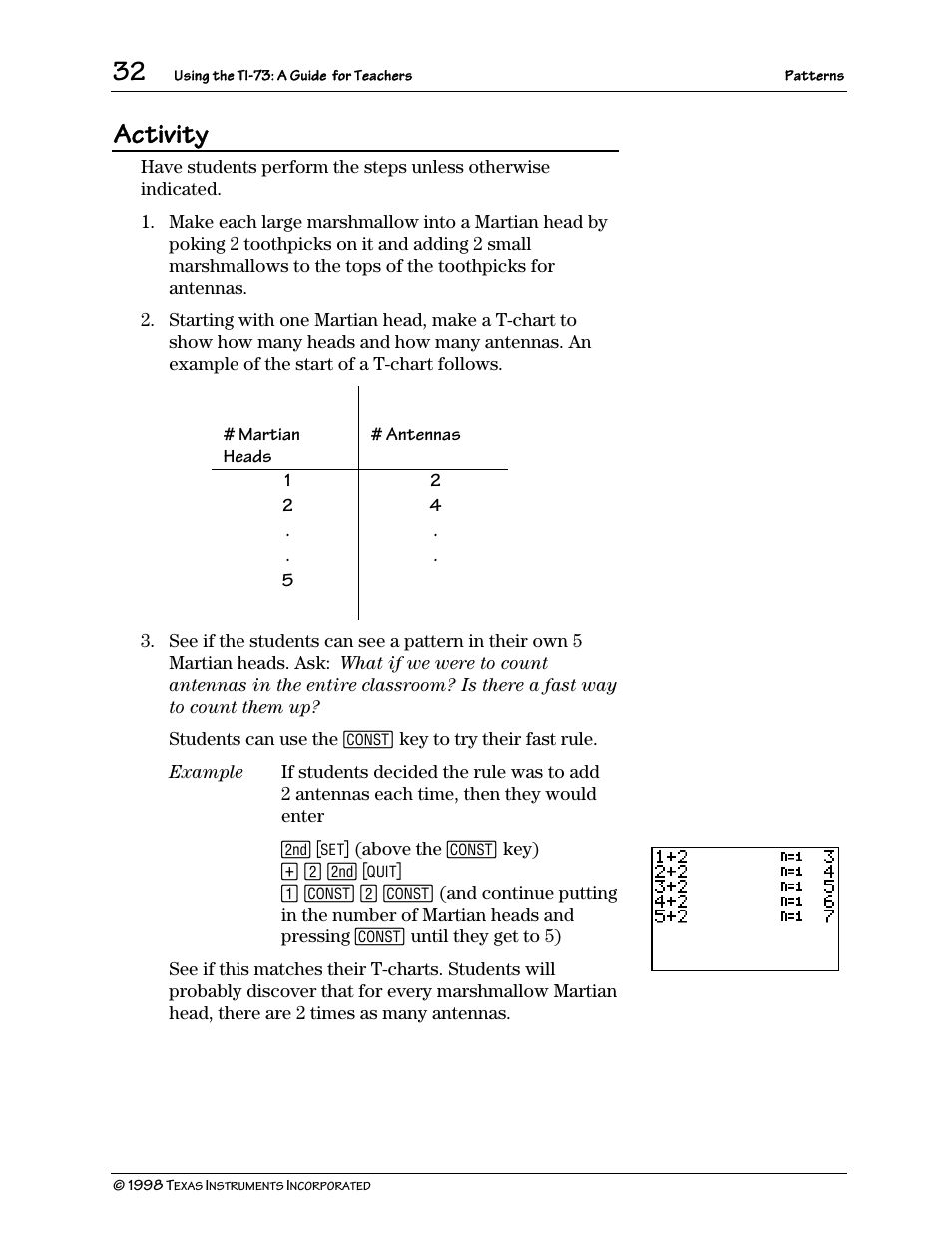 Activity | Texas Instruments TI-73 User Manual | Page 37 / 86