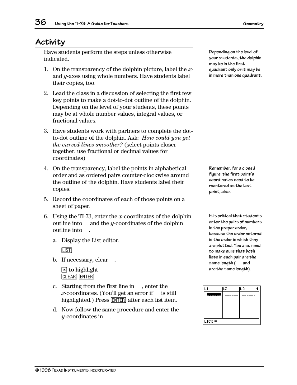 Activity | Texas Instruments TI-73 User Manual | Page 41 / 86