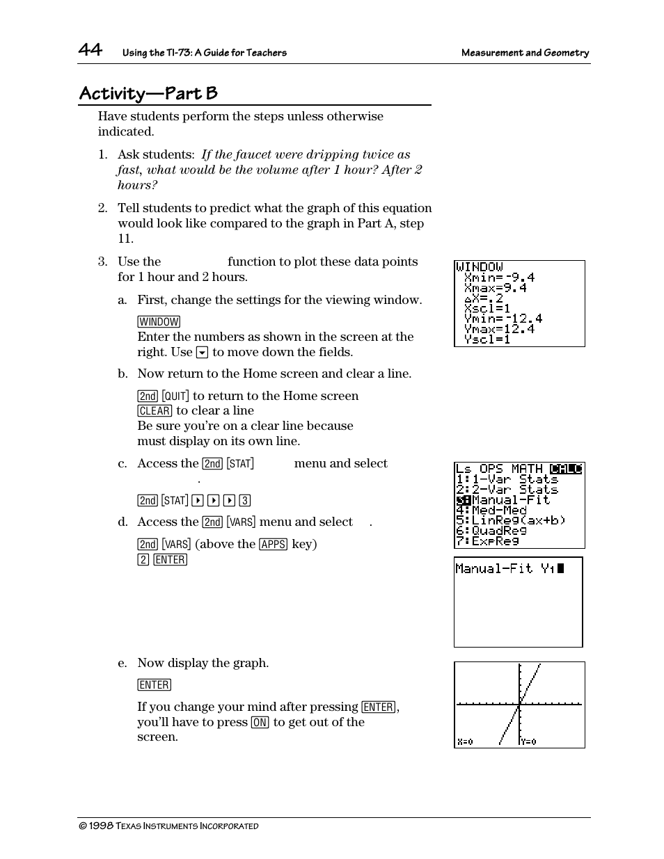 Activity, Part b | Texas Instruments TI-73 User Manual | Page 49 / 86