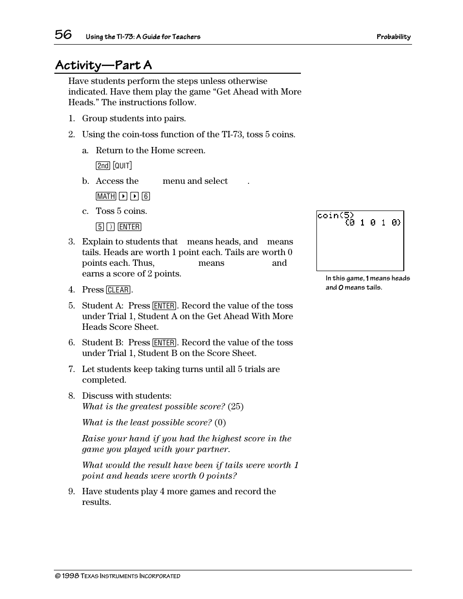 Activity, Part a | Texas Instruments TI-73 User Manual | Page 61 / 86