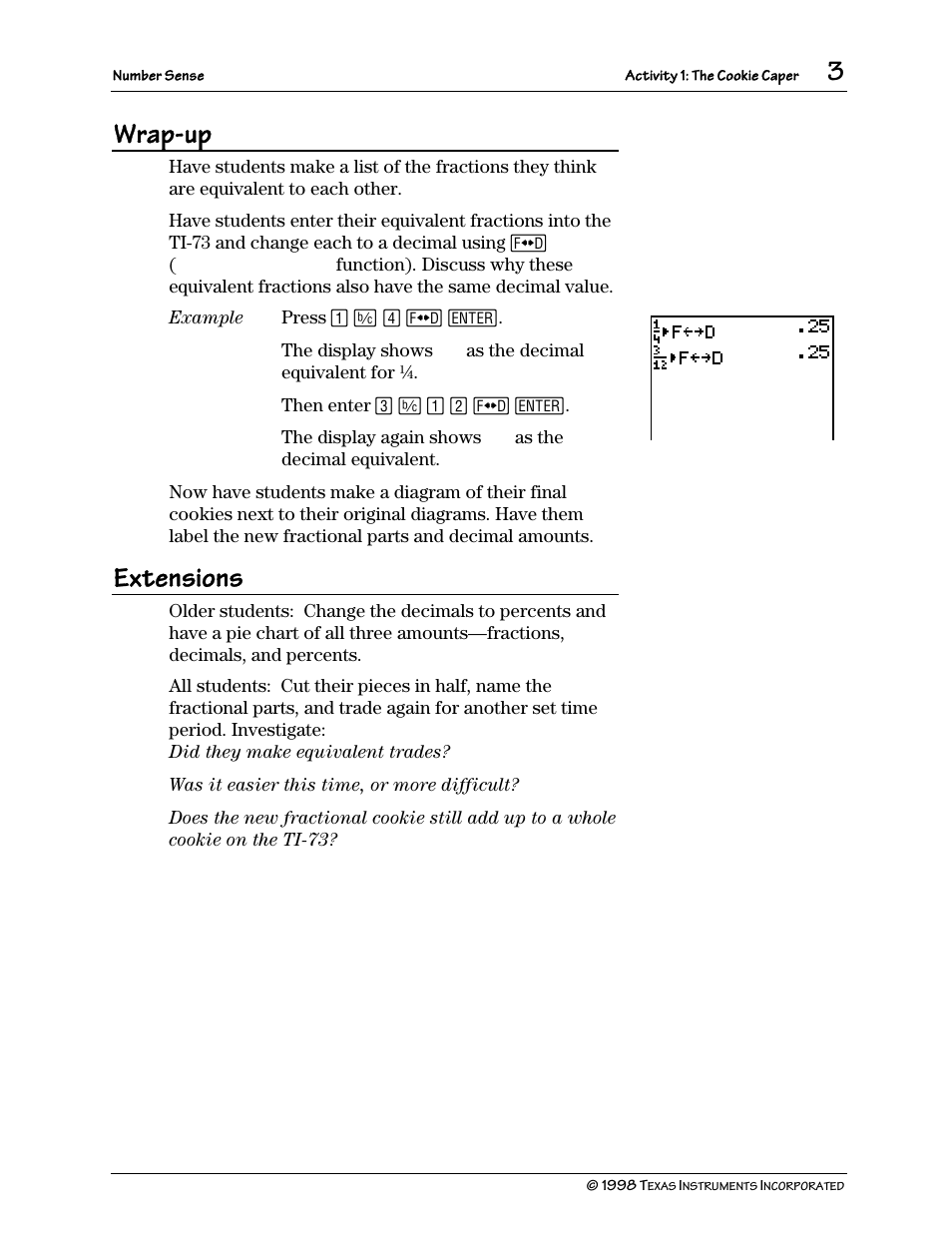 Wrap-up, Extensions | Texas Instruments TI-73 User Manual | Page 8 / 86