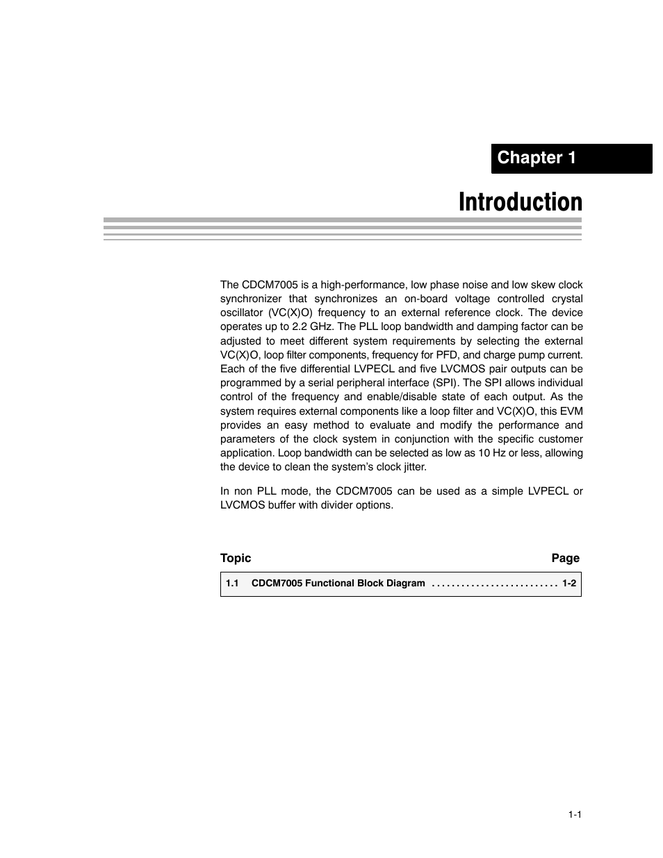 Introduction, Chapter 1 | Texas Instruments CDCM7005 User Manual | Page 8 / 34