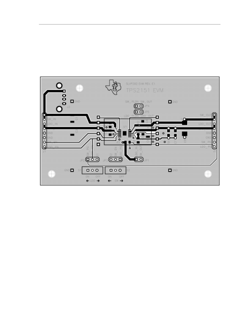 Layout of the evm | Texas Instruments TPS2151 User Manual | Page 13 / 15