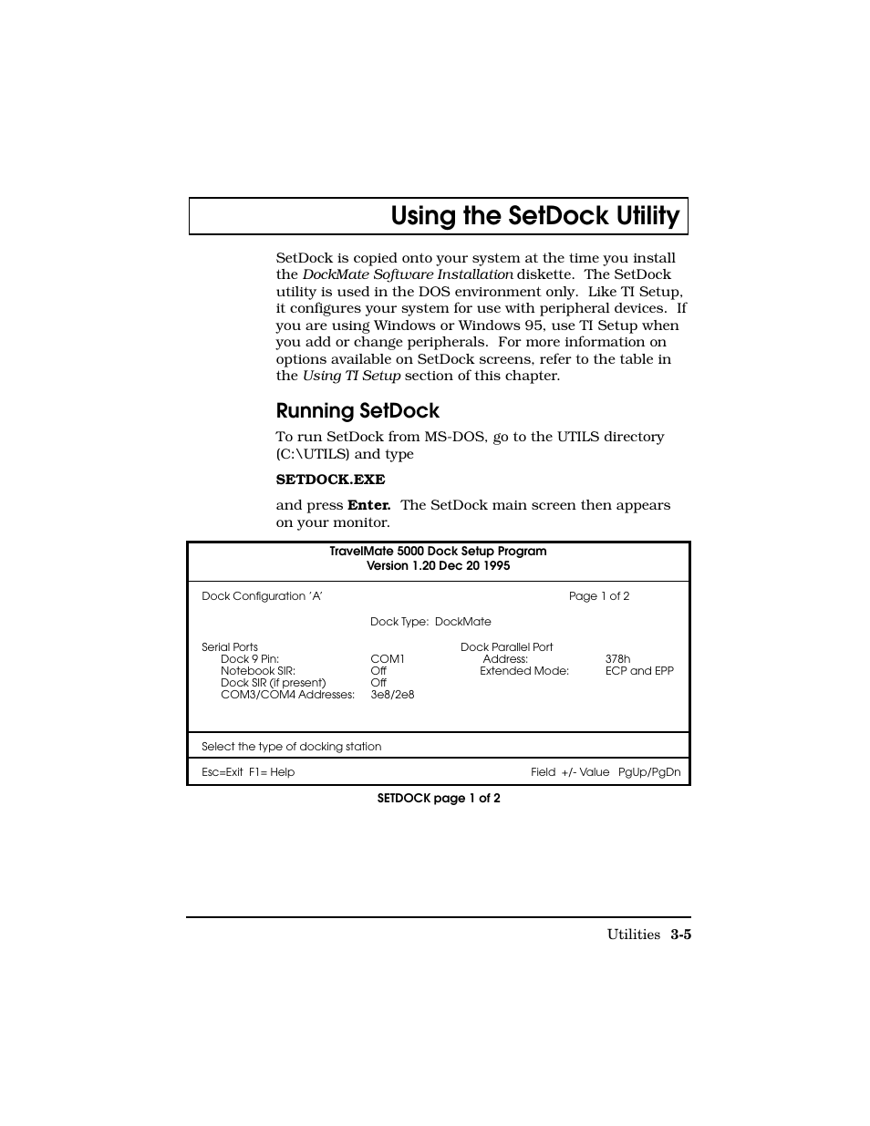 Using the setdock utility, Running setdock | Texas Instruments Adpater User Manual | Page 21 / 37