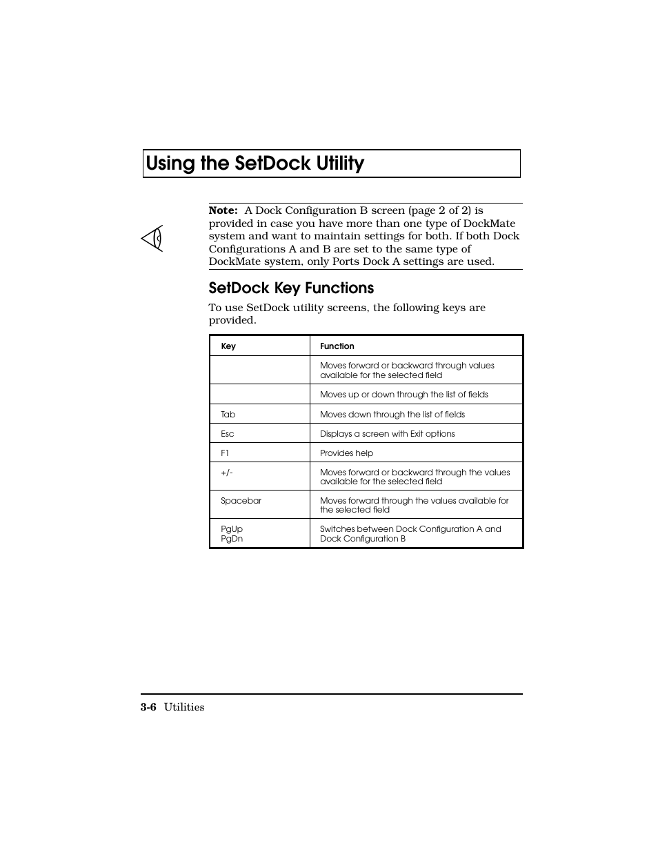 Setdock key functions, Using the setdock utility | Texas Instruments Adpater User Manual | Page 22 / 37