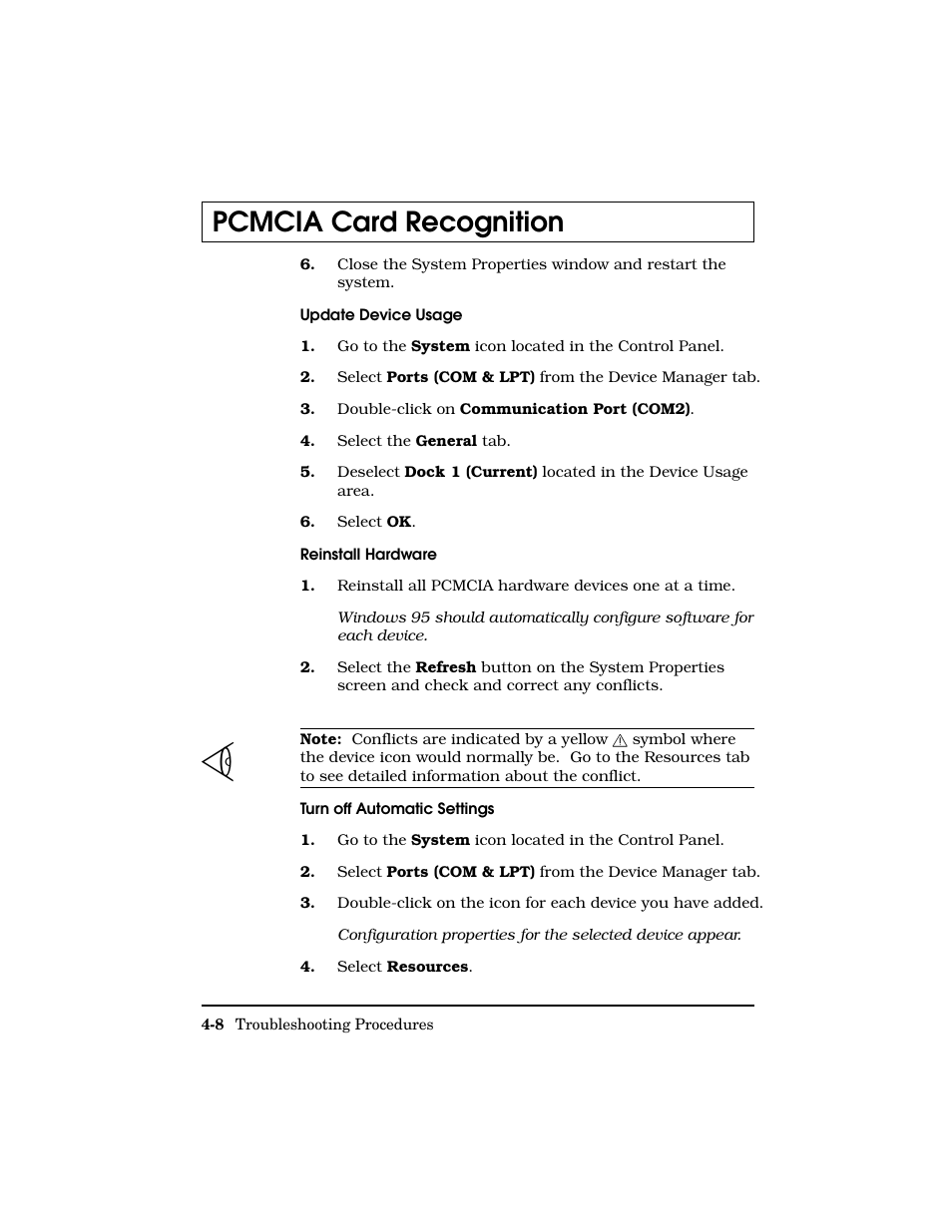 Pcmcia card recognition | Texas Instruments Adpater User Manual | Page 31 / 37