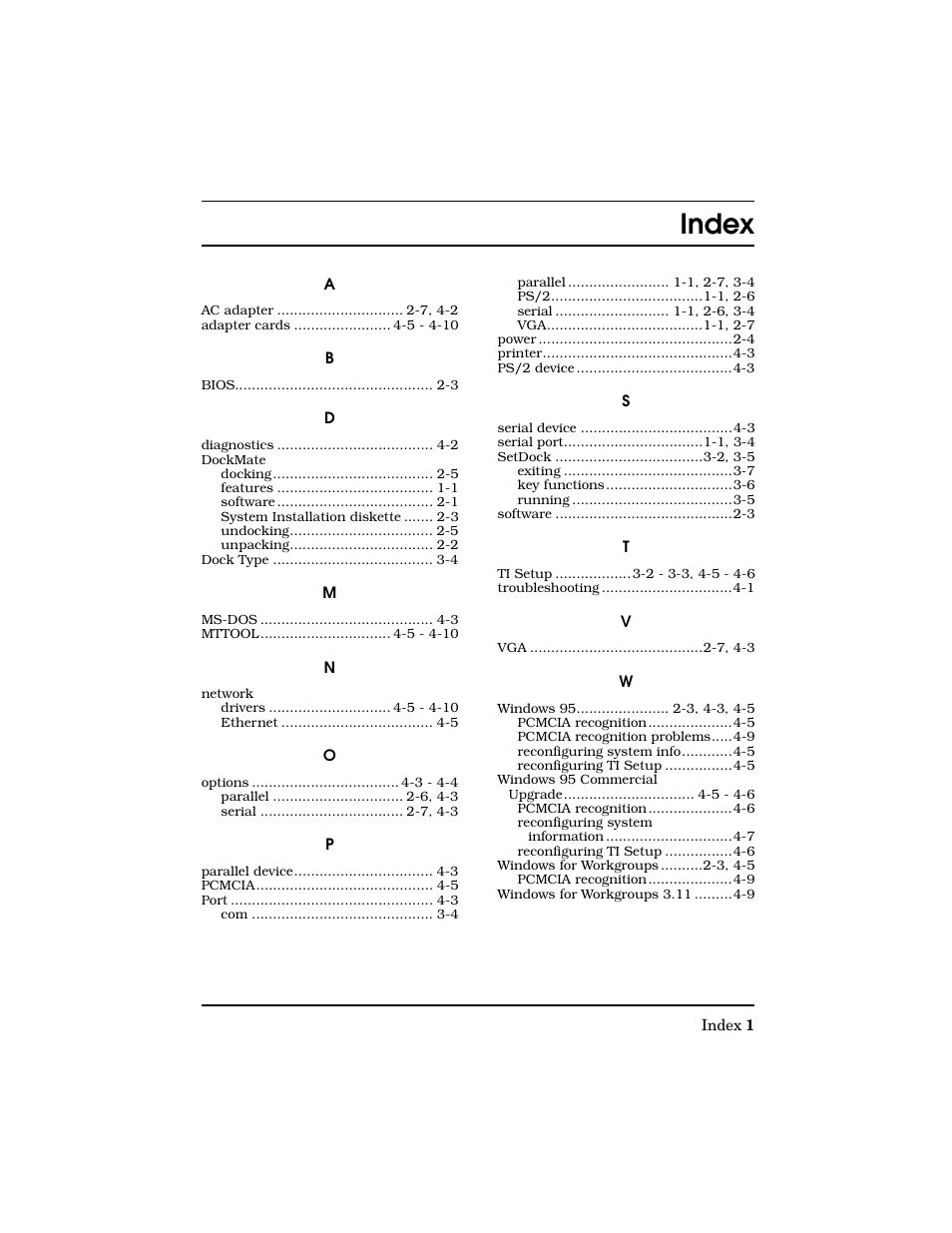 Index | Texas Instruments Adpater User Manual | Page 37 / 37
