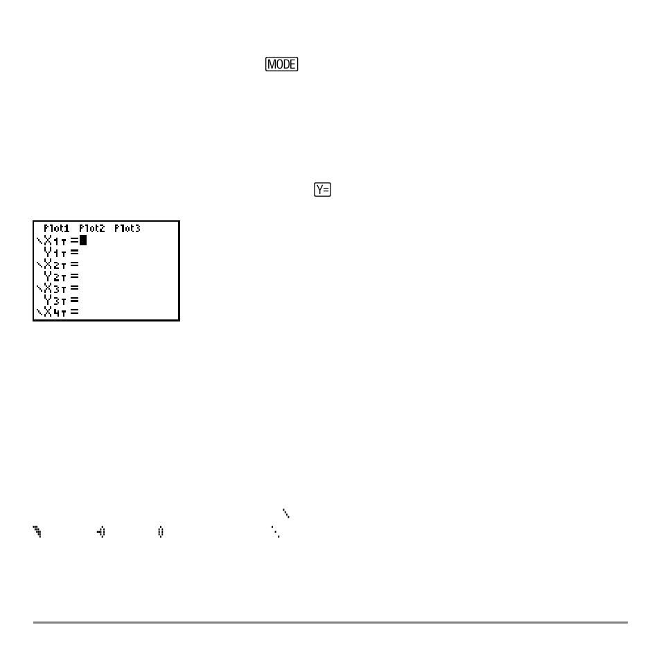 Setting parametric graphing mode, Displaying the parametric y= editor, Selecting a graph style | Texas Instruments TI-84 User Manual | Page 140 / 696