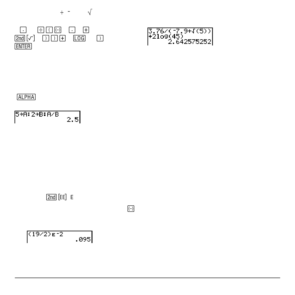 Multiple entries on a line, Entering a number in scientific notation | Texas Instruments TI-84 User Manual | Page 19 / 696