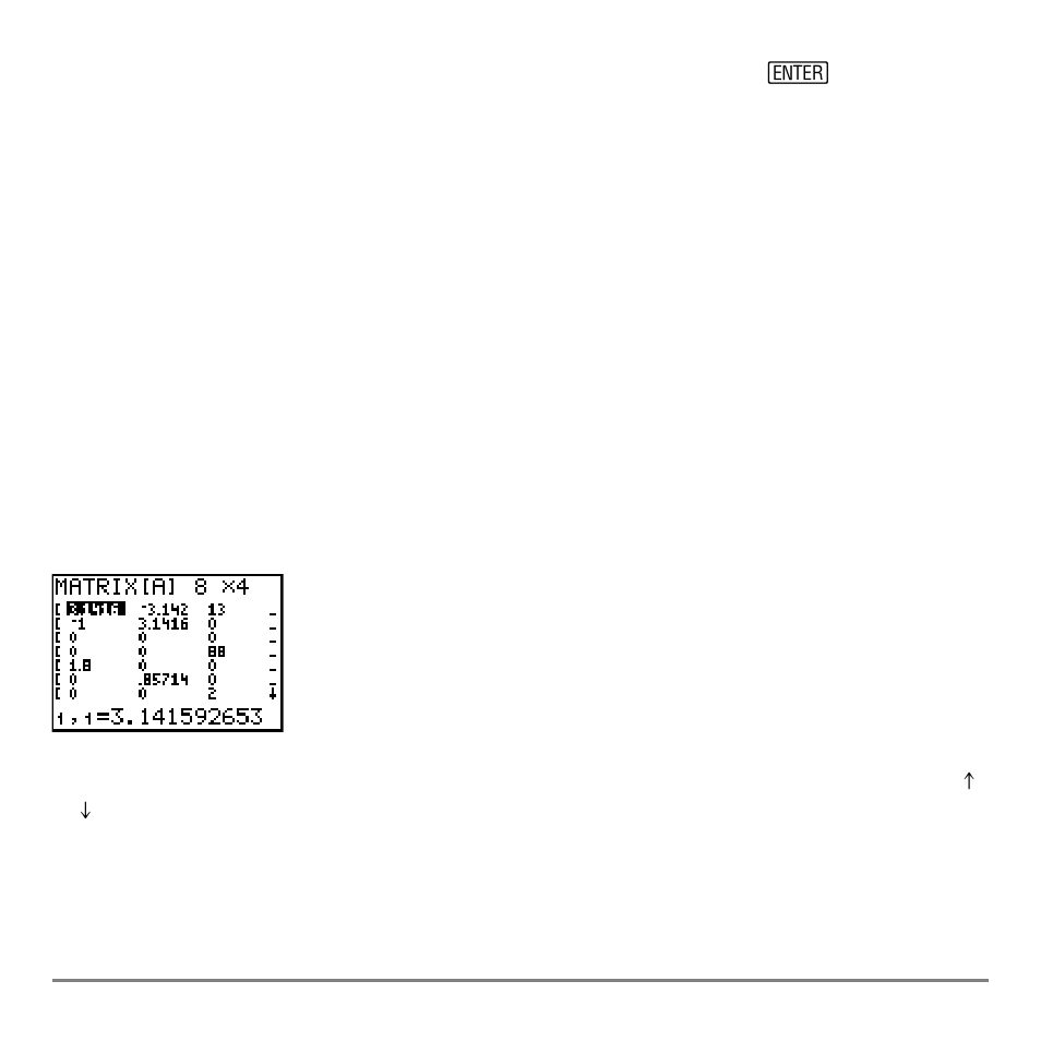 Viewing and editing matrix elements, Displaying matrix elements | Texas Instruments TI-84 User Manual | Page 227 / 696